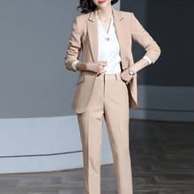 Spring Autumn Casual Work Office Lady Women Pant Suits Notched Small Blazer Jacket & Pencil Pant Female Profession Suit 2024 - buy cheap