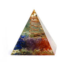 Pirámide siete Chakras Piedra natural orgonita energía cristales EMF protección Original hogar Oficina Decoración resina Reiki regalo 2024 - compra barato