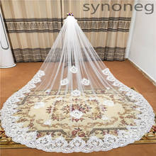 Real Photo 3m One Layer Wedding Veil With Comb White Lace Edge Bridal Veils 5m Ivory Cathedral Wedding Veil 2024 - buy cheap