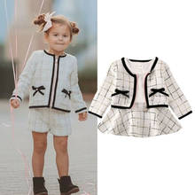 Autumn Winter Toddler Baby Girl Clothes Set Child Long Sleeve Plaid Coat Tops+Tutu Dress Formal Party Uniform School Outfit Set 2024 - buy cheap