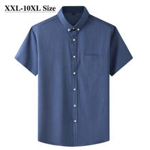 Camisa de manga corta para hombre, ropa informal elástica, holgada, de talla grande 8XL, 9XL, 10XL, color azul cielo, verano, 2021 2024 - compra barato