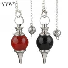 YYW Balance Reiki Natural Stone Crystal Red Agates Dowsing Pendulum Circular Cone Charms Pendant For Men Women Divination 2019 2024 - buy cheap
