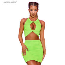 Women's Sexy Sling Sleeveless Holiday Party Set Bandage Two Piece Dress Outfit 2024 - buy cheap