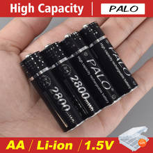 Аккумуляторные батарейки PALO, литий-ионные батарейки AA 1,5 в, 1,5 в, для игрушка-фонарик 2024 - купить недорого