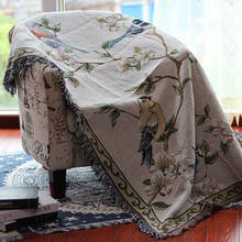 Manta de punto antideslizante con diseño de pájaros y flores, cobertor decorativo para sofá, cobertor multifunción para ocio, estilo americano 2024 - compra barato