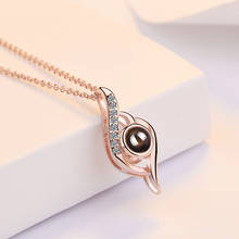 Classic Rose Gold  Projection 100 Languages I Love You Couple Pendant Charm Heart Pendant Necklace For Women Choker Lover Gift 2024 - buy cheap
