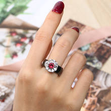 Novo grande cristal cz cristal branco vermelho anéis de casamento anéis de cerâmica nunca desvanecer saudável cerâmica jóias presente para mulher 2024 - compre barato