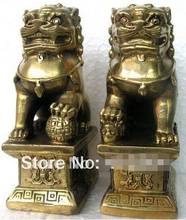 YM estatua China Foo Dog Lion Fu Bronze par figuritas Feng Shui artículos orientales sz:11x6x8,3 cm 2024 - compra barato