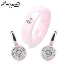 New Arrival Women Fashion Ceramic Set Simple Style Ring With Round Cute Earrings For Girls Unusual Jewelry Wedding Party Gifts 2024 - buy cheap