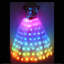 DMX programmable singer performance led dress full color RGB light women long skirt colorful luminous outfit party birthday wear 2024 - buy cheap