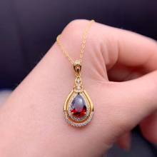 2020 classic garnet gemstone pendent of necklace for women ornament real 925 silver water drop natural gem gold color party gift 2024 - buy cheap