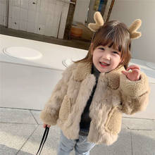 Spring Winter Girl Coat Jackets Warm Rabbit Fur Lapel Clothing Kids Teenage Children Tops Thicken Fashion Green Khaki High Quali 2024 - buy cheap