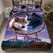Roupa de cama alta qualidade macio fabuloso jogo cama 3d casal lobo capa edredão conjunto consolador estilo boêmio dreamcatcher 2024 - compre barato