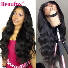 Beauté fox peruca de cabelo humano, 13x4, lace frontal, feminino, cabelo brasileiro, ondulado pré-selecionado com baby hair, remy 2024 - compre barato