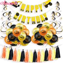 Amawill Construction Transportation Theme Party Excavator Car Balloon Happy Birthday Banner Baby Shower Kids Birthday Supplies 2024 - buy cheap