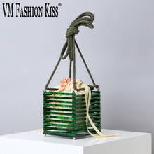 VM FASHION KISS ABS Acrylic Clutch Purse Women Transparent Bag Hollow Out Box Bag Girl Beach Fashion Party Chic Handbag 2024 - buy cheap