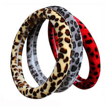 Leopard Print Plush Car Steering Wheel Cover For Most Steering-Wheel Soft 37-38 CM 14.5 "-15" Braid on Hand Bar Car Accessories 2024 - buy cheap