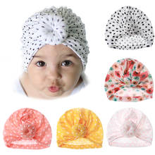 Cute Flower Dot Print Newborn Hat Beanie Knot Infant Toddler Baby Hat Cap Autumn Winter Soft Baby Girls Hat Bonnet 2024 - buy cheap