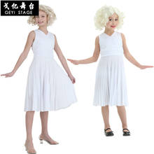 Cosplay Marilyn Monroe Dress Halloween Costume stage show costume children's Pleated Skirt Girl Skirt 2024 - buy cheap