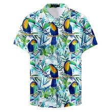 Повседневная рубашка с разноцветным принтом попугая на заказ, лето 2019 2024 - купить недорого