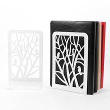 2 pcs/par criativo pássaro árvore geométrica em forma de metal bookends livro suporte suporte de mesa cor branca organizador armazenamento titular prateleira 2024 - compre barato