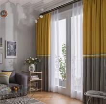 Cortinas blackout com isolamento estilo nórdico, para sala de estar, quarto, janelas, cortina costurada com voile branco 2024 - compre barato