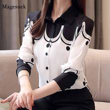 Casual Fashion Turn-down Collar Office Lady Chiffon Blouses Women 2020  Printed Slim Tops Long Sleeve Women Clothing  5499 50 2024 - buy cheap