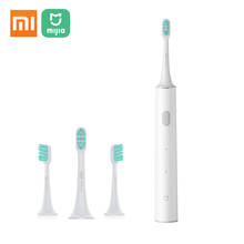 Escova de dentes elétrica original t300 xiaomi mijia sonic, recarregável, adulto, escova de dente elétrica, ultrassônica, usb, carregamento sem fio 2024 - compre barato