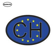 HotMeiNi 13cm x 9.75cm Car Styling Waterproof Ch Switzerland Country Code Oval With European Union Flag For Helmet Car Sticker 2024 - buy cheap