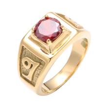 Estilo do vintage cor de ouro vermelho zircão aço inoxidável anel masculino punk rock anéis para masculino menino jóias presente jz0019 2024 - compre barato