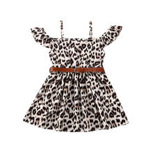 2-6Years Baby Girls Dress Summer Dress Toddler Kids Party Princess off shoulder Leopard Dresses Casual A-line dress with belt 2024 - buy cheap