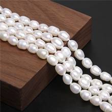 Cuentas de perlas ovaladas de arroz, Patatas blancas naturales, fabricación de joyas de agua dulce, pulsera, collar, perlas cultivadas sueltas, perlas de 6mm 2024 - compra barato