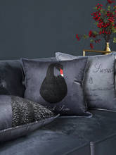 Capa de almofada luxuosa de cisne, preta, veludo, cor cinza, capa de travesseiro, para sofá, sala de estar, hotel, cintura 2024 - compre barato