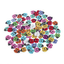 100Pcs Wood Ladybug Handmade 2 Holes Wooden Buttons Sewing Scrapbooking DIY 2024 - buy cheap