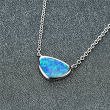 White Blue Opal Small Triangle Pendant Necklaces For Women Geometric Jewelry 925 Silver Link Chain Cute Birthstone Necklace Gift 2024 - buy cheap