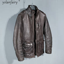 YOLANFAIRY 2020 Men's Genuine Leather Jacket Men Clothes Vintage Sheepskin Coat Man Autumn Motorcycle Jackets Veste Homme KJ 2024 - buy cheap