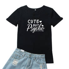 Camiseta feminina com estampa de letras, camiseta de manga curta casual gótica, mas crazy feminina 2024 - compre barato