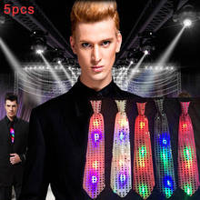 Gravata brilhante com luz led, 5 peças, gravata de pescoço moda colorida festa brilho adereços-mx8 2024 - compre barato