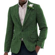 Chaqueta Formal para hombre, trajes de lana para negocios, esmoquin verde para graduación, Blazer de una pieza con estampado de espiga para boda 2024 - compra barato