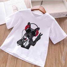 Trend Kids T-shirts Dogs Cats Funny Boys And Girls Tshirts Music Street Cute Funny Design Round Neck Simple White T Shirt Enfant 2024 - buy cheap