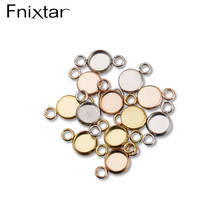 Fnixtar-50 unidades de abalorios para pendientes de pulido de espejo, Base de conector de acero inoxidable, dijes para DIY, fabricación de collar, pulsera de tobillo trenzada 2024 - compra barato