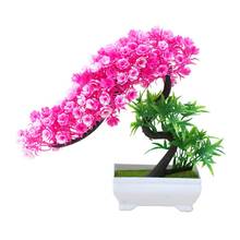 Flor falsa de plástico para decoración del hogar, plantas verdes en maceta, bonsái creativo, árbol de flores falsas, decoración de mesa, wasela etap 2024 - compra barato