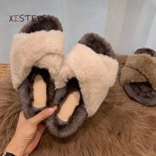 Women Fuzzy Slippers Thick Soled Winter Shoes Indoor Fur Slippers Fluffy Slippers Beige Khaki Ladies House Shoes 2020 New 2024 - buy cheap