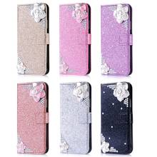 Funda de cuero con diamantes de imitación para Camelia, billetera de lujo con tapa para S20FE S20 Ultra Note 20 10 Lite Plus 9 8 S10 Lite S9 S8 Plus S7 S6 Edge S5 2024 - compra barato