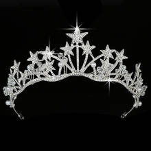 Corona HADIYANA con forma de estrella para mujer, accesorios para el cabello para novia y boda, Tiara de Princesa con diamantes de imitación, joyería para el cabello BCY8904 Diadema 2024 - compra barato
