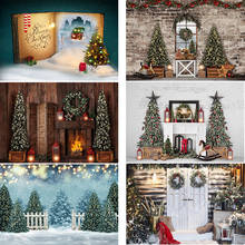 Winter Christmas Photography Background Photocall Bokeh Christmas Trees Fireplace Window Photo Backdrop Family Party Video Props 2024 - buy cheap