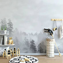 Papel tapiz de Mural personalizado, pintura de paisaje de bosque Blanco y Negro Nórdico moderno para pared, sala de estar, dormitorio, decoración del hogar, 3D 2024 - compra barato
