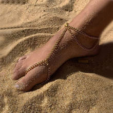 1 par de tobilleras de doble capa de Metal estilo bohemio Vintage para mujer, joyería para pie de playa descalzo, sandalias tobillera de dedo del tobillo 2024 - compra barato