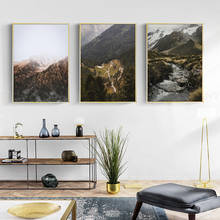Cuadro de bosque de montaña, póster de paisaje natural, Impresión de paisaje nórdico, arte de pared, pintura en lienzo para decoración de sala de estar 2024 - compra barato
