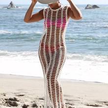 2021 Hot Sale Female Sexy Bathing Suit Lace Hollow Out Crochet Bikini Cover Up Swimwear Summer Beach Dress Holiday Beachwear 2024 - buy cheap